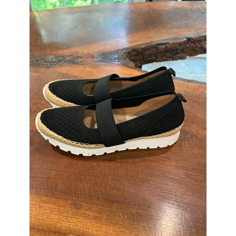 Adrienne Vittadini Sport Espadrille Slip-On Shoes Size 9‎ Women's Black Knit_2
